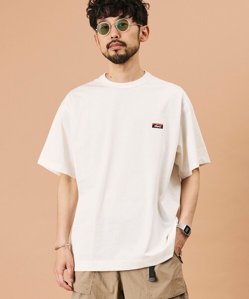 NANGA（ナンガ）の「NANGA/ナンガ エコハイブリッド ボックスロゴ エンブロイダリーTシャツ / ECO HYBRID BOX LOGO EMBROIDERY TEE（Tシャツ/カットソー・メンズ・グレー/ホワイト/ブラック/インディゴブルー・X-LARGE/MEDIUM/LARGE）」の2枚目の写真