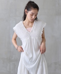 【1枚で決まる!】軽量バックリボンシャーリングワンピース