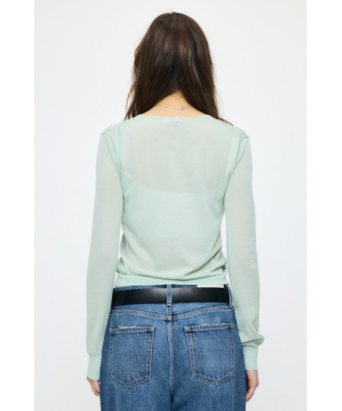 MOUSSY(マウジー)の「SHEER KNIT カーディガン(カーディガン/ボレロ・レディース・ミント/ネイビー/ピンク/アイボリー・FREE)」の13枚目の写真