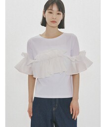 MIDIUMISOLID for Ladies シフトフリルTシャツ