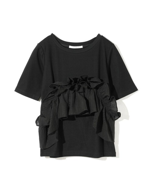 MIDIUMISOLID（ミディウミソリッド）の「MIDIUMISOLID for Ladies シフトフリルTシャツ（Tシャツ/カットソー・レディース・ブラック/オフホワイト・FREE）」の22枚目の写真