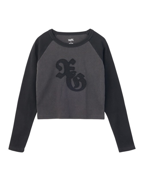 X-girl(エックスガール)の「PIGMENT DYED PATCH RAGLAN L/S BABY TEE(Tシャツ/カットソー・レディース・ブラック/オリーブ・S/M)」の16枚目の写真