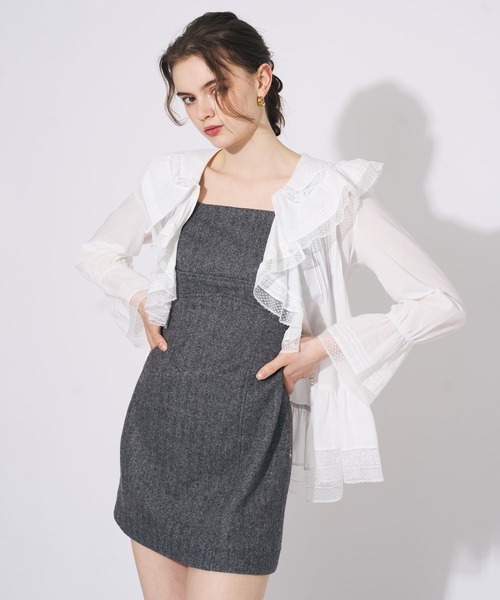 ME COUTURE(ミークチュール)の「コットンローンレースフリルブラウス(シャツ/ブラウス・レディース・ベビーピンク/オフホワイト・FREE)」の1枚目の写真