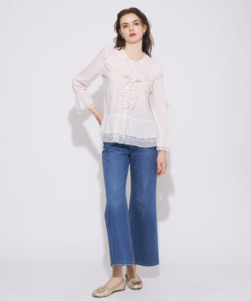 ME COUTURE(ミークチュール)の「コットンローンレースフリルブラウス(シャツ/ブラウス・レディース・ベビーピンク/オフホワイト・FREE)」の9枚目の写真