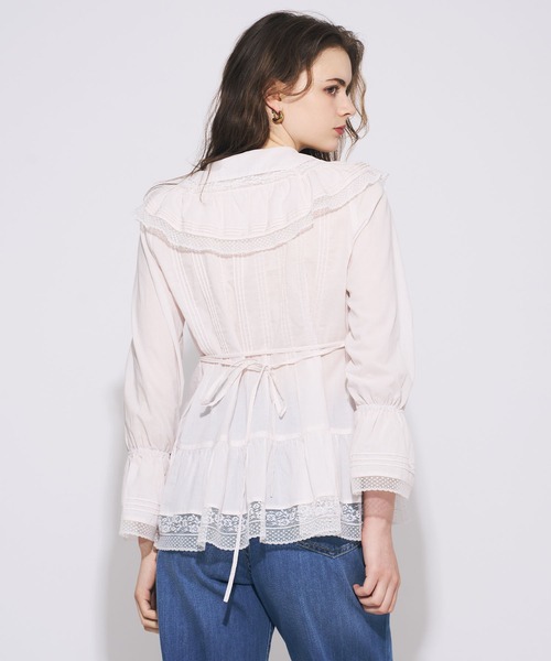 ME COUTURE(ミークチュール)の「コットンローンレースフリルブラウス(シャツ/ブラウス・レディース・ベビーピンク/オフホワイト・FREE)」の13枚目の写真
