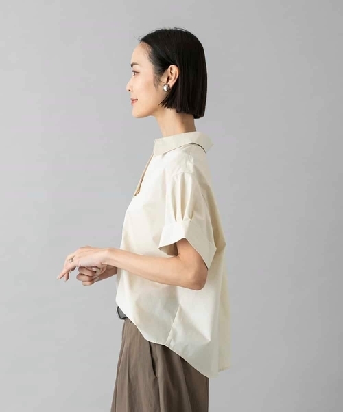 MICHEL KLEIN(ミッシェル・クラン)の「スキッパーシャツブラウス(シャツ/ブラウス・レディース・ベージュ/ブラック・38/40)」の13枚目の写真