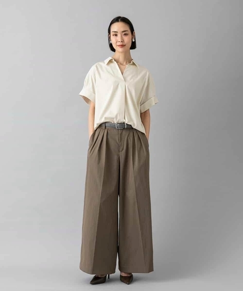 MICHEL KLEIN(ミッシェル・クラン)の「スキッパーシャツブラウス(シャツ/ブラウス・レディース・ベージュ/ブラック・38/40)」の14枚目の写真