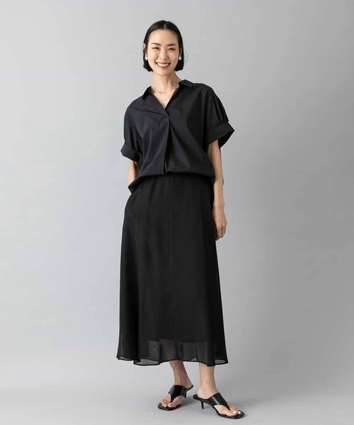 MICHEL KLEIN(ミッシェル・クラン)の「スキッパーシャツブラウス(シャツ/ブラウス・レディース・ベージュ/ブラック・38/40)」の22枚目の写真