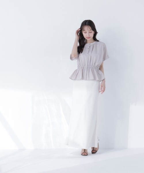 NATURAL BEAUTY BASIC(ナチュラルビューティーベーシック)の「追加生産【ちょうど、いい服】きゅっとふわっと。全部盛りブラウス(シャツ/ブラウス・レディース・ベージュ/ミント/ブルー/オフホワイト・フリ-)」の12枚目の写真