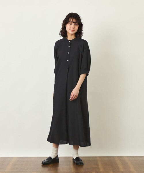 セール】GREY LABEL リネンミックスバンドカラーワンピース