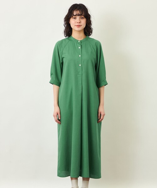 MACKINTOSH PHILOSOPHY(マッキントッシュ フィロソフィー)の「GREY LABEL リネンミックスバンドカラーワンピース(ワンピース・レディース・ブラック/グリーン・1/2)」の5枚目の写真