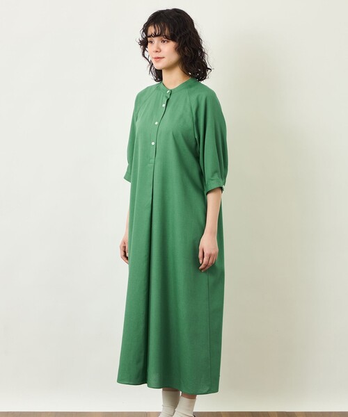 MACKINTOSH PHILOSOPHY(マッキントッシュ フィロソフィー)の「GREY LABEL リネンミックスバンドカラーワンピース(ワンピース・レディース・ブラック/グリーン・1/2)」の6枚目の写真