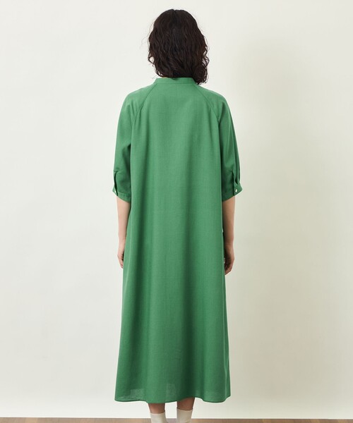 MACKINTOSH PHILOSOPHY(マッキントッシュ フィロソフィー)の「GREY LABEL リネンミックスバンドカラーワンピース(ワンピース・レディース・ブラック/グリーン・1/2)」の7枚目の写真