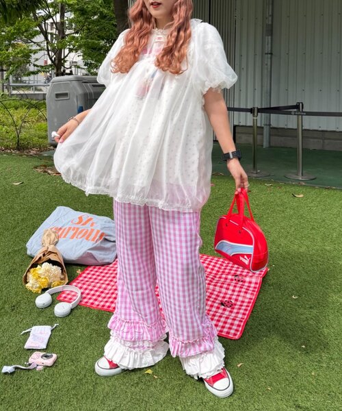 w closet(ダブルクローゼット)の「【Am企画】オーガンジーブラウス(シャツ/ブラウス・レディース・ブルー/オフホワイト/ピンク・FREE)」の13枚目の写真