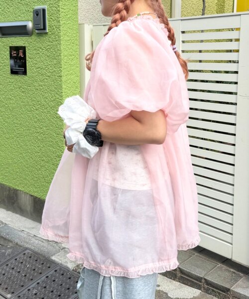 w closet(ダブルクローゼット)の「【Am企画】オーガンジーブラウス(シャツ/ブラウス・レディース・ブルー/オフホワイト/ピンク・FREE)」の5枚目の写真