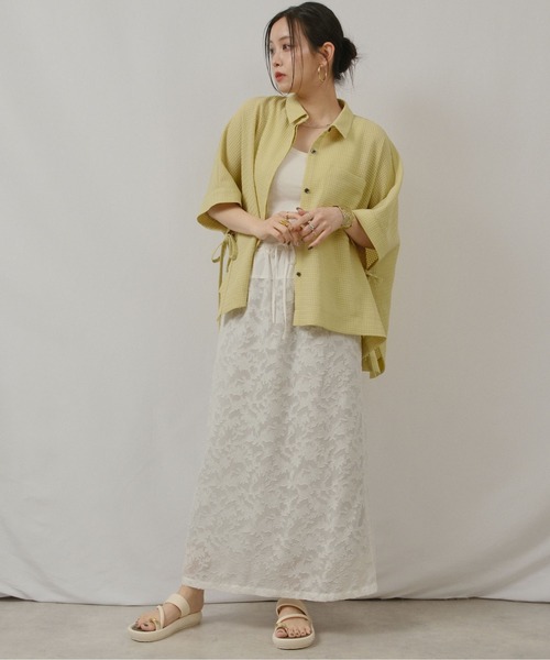 palm RICHE(ポームリシュ)の「シアーJQスカート(スカート・レディース・ライトグレー/オフホワイト/ブラック・M)」の5枚目の写真