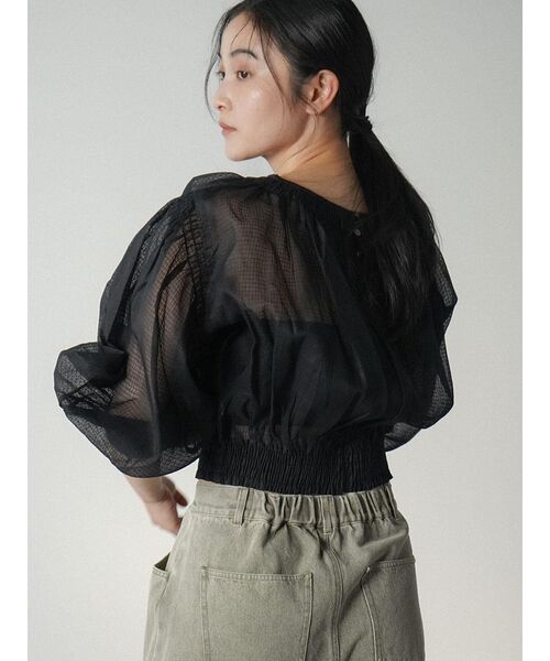 FIKA.(フィーカ)の「Sheer check gathered blouse(シャツ/ブラウス・レディース・アイボリー/ブラック・MEDIUM)」の11枚目の写真