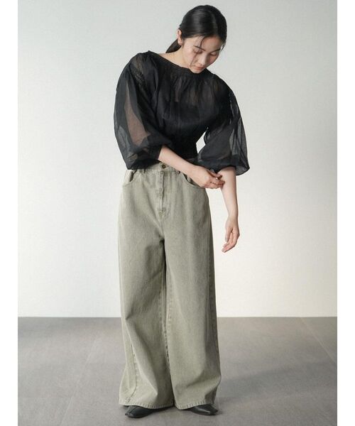 FIKA.(フィーカ)の「Sheer check gathered blouse(シャツ/ブラウス・レディース・アイボリー/ブラック・MEDIUM)」の12枚目の写真