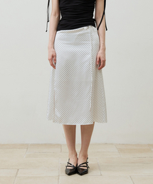 TINY DOT SLIT SKIRT / WHITE
