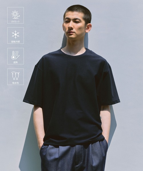 ADAM ET ROPE'(アダムエロペ)の「【MINUS】オーバーサイズTシャツ / 接触冷感 / 遮熱 / UVカット / 吸水拡散(Tシャツ/カットソー・メンズ・ネイビー/ホワイト/チャコールグレー/ブラック・L/M)」の1枚目の写真
