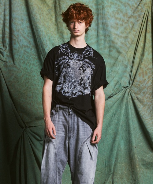 MAISON SPECIAL(メゾンスペシャル)の「《UNISEX》【Hypnose Association for MAISON SPECIAL】「SNAKE」Prime-Over Crew Neck Graphic T-Shirt/「スネーク」プライムオーバークルーネックグラフィックTシャツ【MAISON SPECIAL/メゾンスペシャル】(Tシャツ/カットソー・メンズ・ブラック・2/1/0)」の9枚目の写真