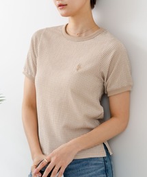 【U.S.POLO ASSN./ユーエスポロアッスン】【肌離れが良く通気性に優れるサッカー生地】リンガーTシャツ ワンポイントロゴ 半袖 クルーネック 涼しい 綺麗めカジュアル