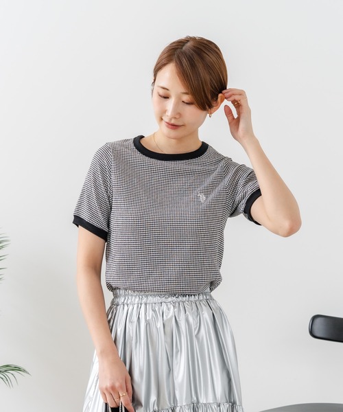 U.S. POLO ASSN.(ユーエスポロアッスン)の「【U.S.POLO ASSN./ユーエスポロアッスン】【肌離れが良く通気性に優れるサッカー生地】リンガーTシャツ ワンポイントロゴ 半袖 クルーネック 涼しい 綺麗めカジュアル(Tシャツ/カットソー・レディース・ブラック/サックスブルー/ベージュ・MEDIUM/LARGE)」の16枚目の写真