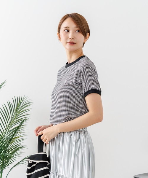 U.S. POLO ASSN.(ユーエスポロアッスン)の「【U.S.POLO ASSN./ユーエスポロアッスン】【肌離れが良く通気性に優れるサッカー生地】リンガーTシャツ ワンポイントロゴ 半袖 クルーネック 涼しい 綺麗めカジュアル(Tシャツ/カットソー・レディース・ブラック/サックスブルー/ベージュ・MEDIUM/LARGE)」の15枚目の写真