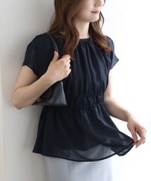 Pierrot（ピエロ）の「【接触冷感インナー付き】ウエストシャーリングシフォンブラウス（シャツ/ブラウス）」