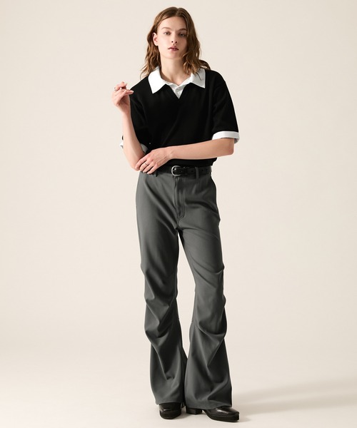 CLEL(クレイル)の「【CLEL】Grace Cloth 3D Tuck Flare Pants / グレイスクロス 3Dタックフレアパンツ(スラックス・メンズ・ダークウッド/グレー/ブラック・XS/S/M/L)」の17枚目の写真