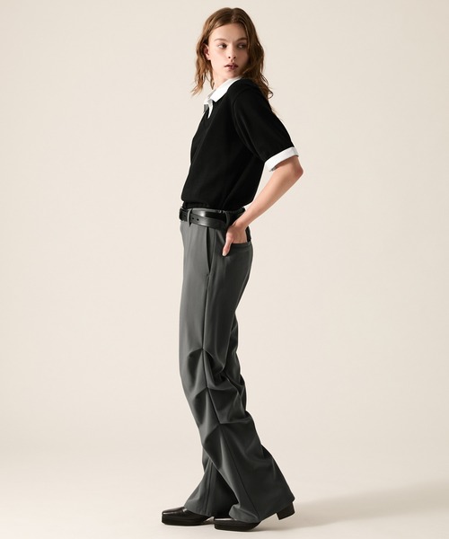CLEL(クレイル)の「【CLEL】Grace Cloth 3D Tuck Flare Pants / グレイスクロス 3Dタックフレアパンツ(スラックス・メンズ・ダークウッド/グレー/ブラック・XS/S/M/L)」の18枚目の写真
