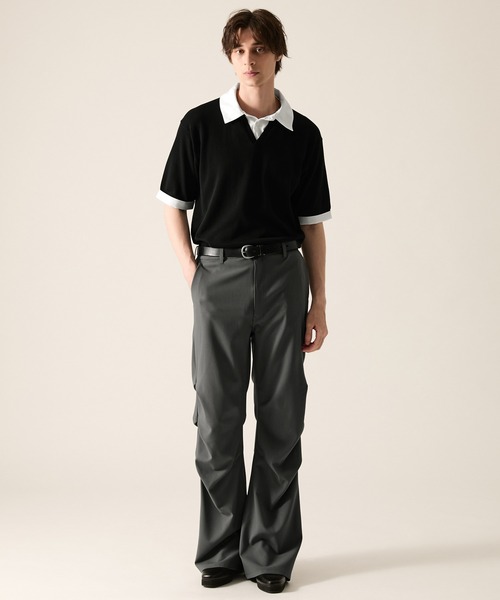 CLEL(クレイル)の「【CLEL】Grace Cloth 3D Tuck Flare Pants / グレイスクロス 3Dタックフレアパンツ(スラックス・メンズ・ダークウッド/グレー/ブラック・XS/S/M/L)」の19枚目の写真