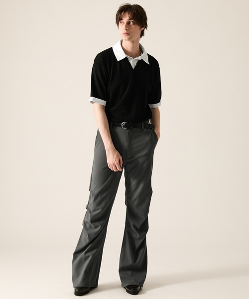 CLEL(クレイル)の「【CLEL】Grace Cloth 3D Tuck Flare Pants / グレイスクロス 3Dタックフレアパンツ(スラックス・メンズ・ダークウッド/グレー/ブラック・XS/S/M/L)」の20枚目の写真