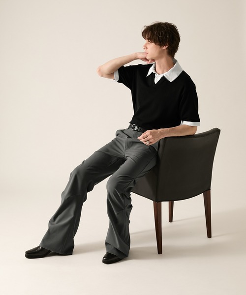CLEL(クレイル)の「【CLEL】Grace Cloth 3D Tuck Flare Pants / グレイスクロス 3Dタックフレアパンツ(スラックス・メンズ・ダークウッド/グレー/ブラック・XS/S/M/L)」の21枚目の写真