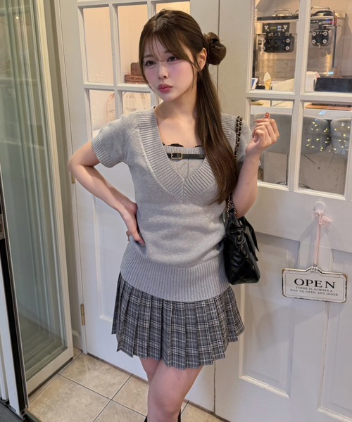 one after another NICE CLAUP(ワンアフターアナザーナイスクラップ)の「【Nono企画】2枚セットドッキングミニワンピース(その他小物・レディース・アイボリー/ブラック/グレー・FREE)」の12枚目の写真