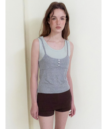 Color Layered Ribbed Top, Melange Grey