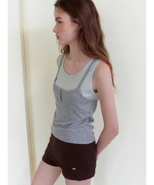 ETMON(エトモン)の「Color Layered Ribbed Top, Melange Grey(Tシャツ/カットソー・レディース・その他・F)」の2枚目の写真