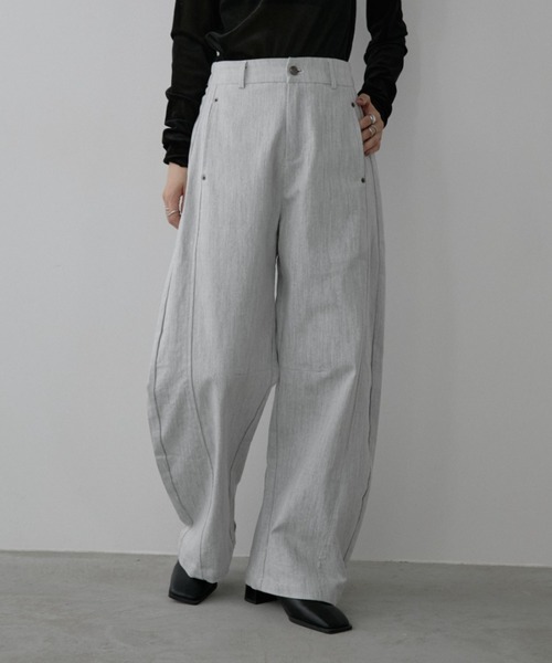 Aunt Marie's（アントマリーズ）の「メランジカーブワイドパンツ（その他パンツ・レディース・ホワイト/ブラック・MEDIUM/LARGE）」の2枚目の写真