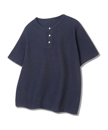 DE GRAND MATIN（ディグランドマーティン）の「Waffle Henley-neck T-shirt_Navy（Tシャツ/カットソー）」