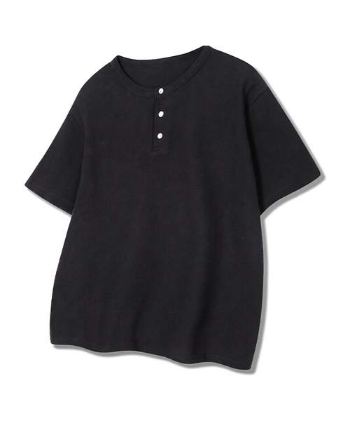 DE GRAND MATIN(ディグランドマーティン)の「Waffle Henley-neck T-shirt_Navy(Tシャツ/カットソー・メンズ・ネイビー/ライトグレー/ブラック・MEDIUM/LARGE/X-LARGE)」の2枚目の写真