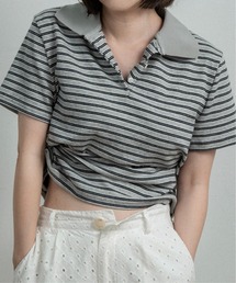 two tone color half button border / ツートーンカラーハーフボタンボーダー