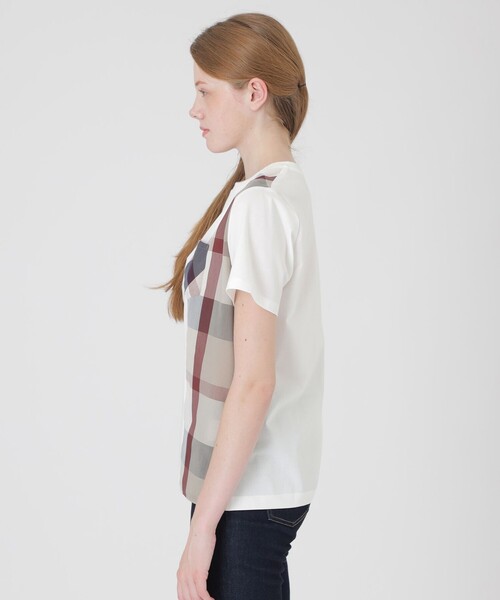 BLUE LABEL CRESTBRIDGE(ブルーレーベルクレストブリッジ)の「【一部店舗限定】パーシャルチェックポケットTシャツ(Tシャツ/カットソー・レディース・オフホワイト/ブラック・40/38)」の5枚目の写真