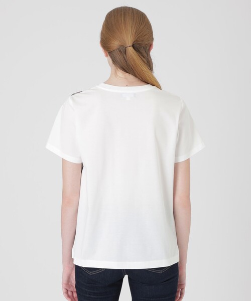 BLUE LABEL CRESTBRIDGE(ブルーレーベルクレストブリッジ)の「【一部店舗限定】パーシャルチェックポケットTシャツ(Tシャツ/カットソー・レディース・オフホワイト/ブラック・40/38)」の6枚目の写真