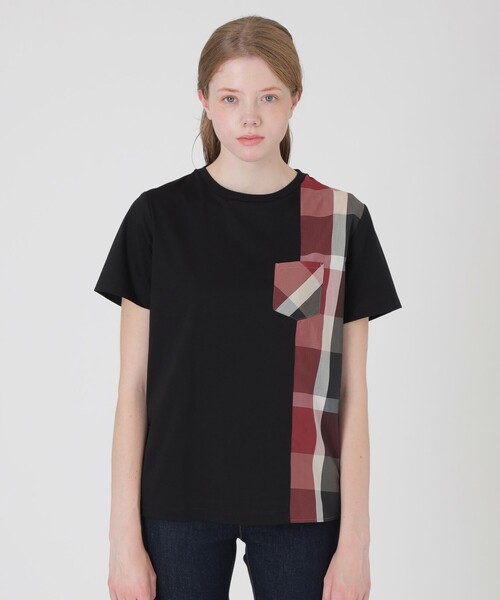 BLUE LABEL CRESTBRIDGE(ブルーレーベルクレストブリッジ)の「【一部店舗限定】パーシャルチェックポケットTシャツ(Tシャツ/カットソー・レディース・オフホワイト/ブラック・40/38)」の10枚目の写真