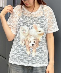 Candy Stripper | ANIMAL PRINT LACE Tシャツ(Tシャツ/カットソー)