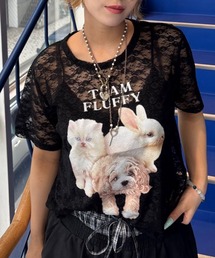 Candy Stripper | ANIMAL PRINT LACE Tシャツ(Tシャツ/カットソー)
