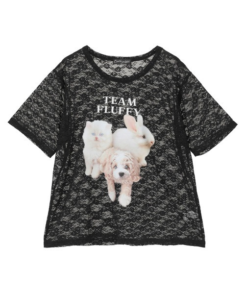 Candy Stripper(キャンディストリッパー)の「ANIMAL PRINT LACE Tシャツ(Tシャツ/カットソー・レディース・ブラック/オフホワイト・FREE)」の6枚目の写真