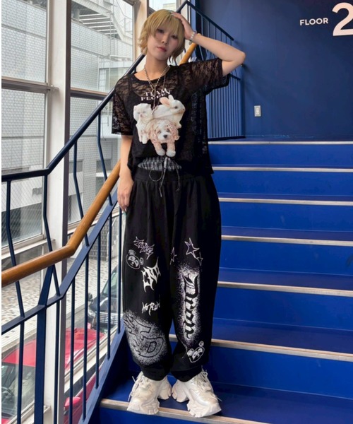 Candy Stripper(キャンディストリッパー)の「ANIMAL PRINT LACE Tシャツ(Tシャツ/カットソー・レディース・ブラック/オフホワイト・FREE)」の5枚目の写真