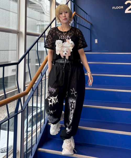 Candy Stripper(キャンディストリッパー)の「ANIMAL PRINT LACE Tシャツ(Tシャツ/カットソー・レディース・ブラック/オフホワイト・FREE)」の4枚目の写真