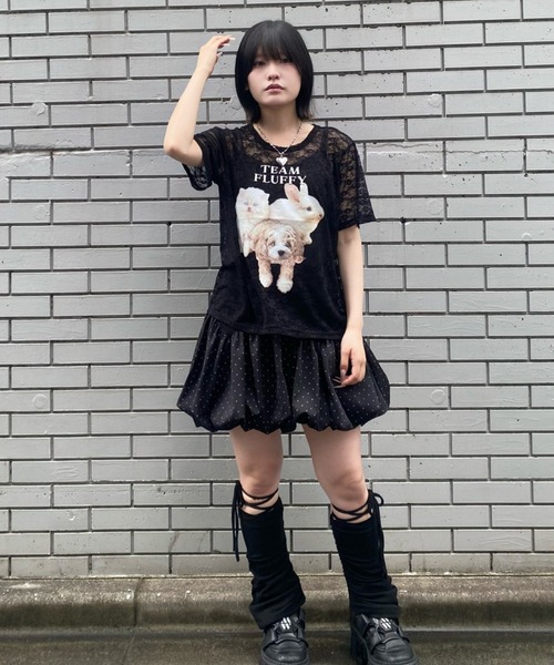 Candy Stripper(キャンディストリッパー)の「ANIMAL PRINT LACE Tシャツ(Tシャツ/カットソー・レディース・ブラック/オフホワイト・FREE)」の20枚目の写真
